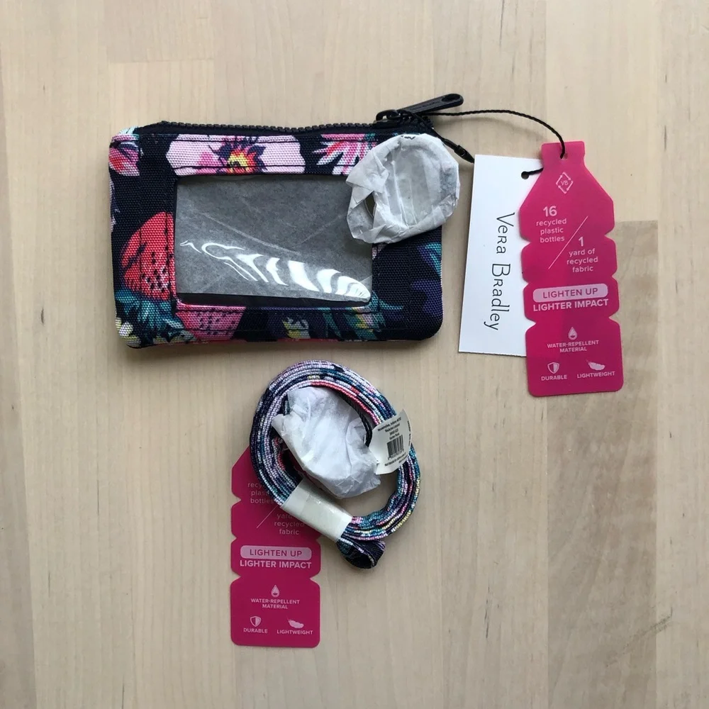 Vera Bradley Zip ID Case and Lanyard in ReActive Garden Picnic